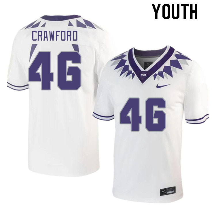 Youth #46 Daveion Crawford TCU Horned Frogs 2023 College Footbal Jerseys Stitched-White